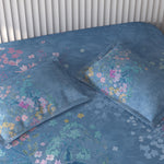 Spaces Vortex Floral 100% Cotton Crafted Comfort Large Bedsheet with 2 Pillow Covers - 108 x 108 Inches, Light Blue