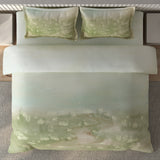 Spaces Vortex Floral 100% Cotton Crafted Comfort Large Bedsheet with 2 Pillow Covers - 108 x 108 Inches, Light Green