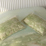 Spaces Vortex Floral 100% Cotton Crafted Comfort Large Bedsheet with 2 Pillow Covers - 108 x 108 Inches, Light Green