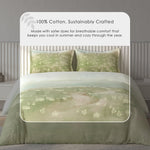 Spaces Vortex Floral 100% Cotton Crafted Comfort Large Bedsheet with 2 Pillow Covers - 108 x 108 Inches, Light Green