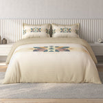 Spaces Vortex Geometric 100% Cotton Crafted Comfort Large Bedsheet with 2 Pillow Covers - 108 x 108 Inches, Beige