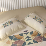 Spaces Vortex Geometric 100% Cotton Crafted Comfort Large Bedsheet with 2 Pillow Covers - 108 x 108 Inches, Beige