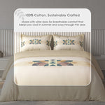 Spaces Vortex Geometric 100% Cotton Crafted Comfort Large Bedsheet with 2 Pillow Covers - 108 x 108 Inches, Beige
