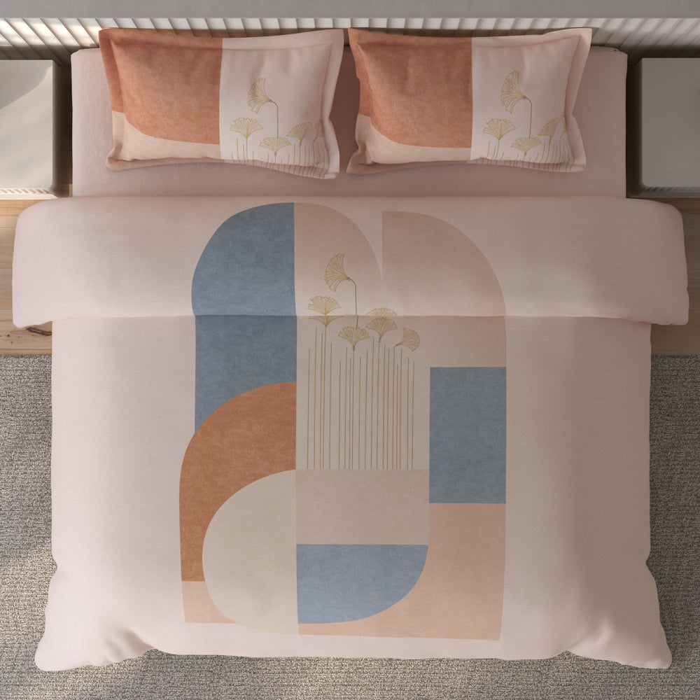Spaces Vortex Geometric 100% Cotton Crafted Comfort Large Bedsheet with 2 Pillow Covers - 108 x 108 Inches, Light Pink