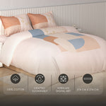 Spaces Vortex Geometric 100% Cotton Crafted Comfort Large Bedsheet with 2 Pillow Covers - 108 x 108 Inches, Light Pink