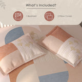 Spaces Vortex Geometric 100% Cotton Crafted Comfort Large Bedsheet with 2 Pillow Covers - 108 x 108 Inches, Light Pink