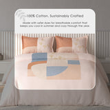 Spaces Vortex Geometric 100% Cotton Crafted Comfort Large Bedsheet with 2 Pillow Covers - 108 x 108 Inches, Light Pink