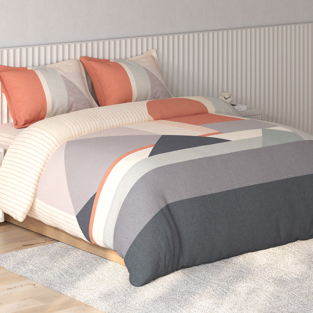 Spaces Vortex Geometric 100% Cotton Crafted Comfort Large Bedsheet with 2 Pillow Covers - 108 x 108 Inches, Blush