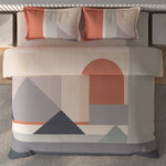 Spaces Vortex Geometric 100% Cotton Crafted Comfort Large Bedsheet with 2 Pillow Covers - 108 x 108 Inches, Blush