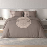Spaces Vortex Geometric 100% Cotton Crafted Comfort Large Bedsheet with 2 Pillow Covers - 108 x 108 Inches, Brown