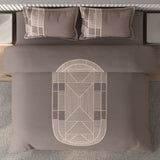 Spaces Vortex Geometric 100% Cotton Crafted Comfort Large Bedsheet with 2 Pillow Covers - 108 x 108 Inches, Brown