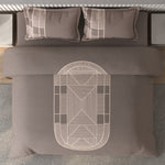 Spaces Vortex Geometric 100% Cotton Crafted Comfort Large Bedsheet with 2 Pillow Covers - 108 x 108 Inches, Brown