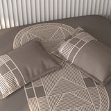 Spaces Vortex Geometric 100% Cotton Crafted Comfort Large Bedsheet with 2 Pillow Covers - 108 x 108 Inches, Brown