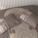 Spaces Vortex Geometric 100% Cotton Crafted Comfort Large Bedsheet with 2 Pillow Covers - 108 x 108 Inches, Brown
