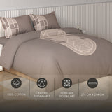 Spaces Vortex Geometric 100% Cotton Crafted Comfort Large Bedsheet with 2 Pillow Covers - 108 x 108 Inches, Brown