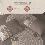 Spaces Vortex Geometric 100% Cotton Crafted Comfort Large Bedsheet with 2 Pillow Covers - 108 x 108 Inches, Brown