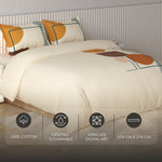 Spaces Vortex Geometric 100% Cotton Crafted Comfort Large Bedsheet with 2 Pillow Covers - 108 x 108 Inches, Light Yellow