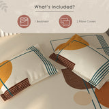Spaces Vortex Geometric 100% Cotton Crafted Comfort Large Bedsheet with 2 Pillow Covers - 108 x 108 Inches, Light Yellow