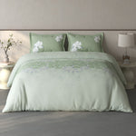 Spaces Fiora Floral 100% Cotton Large Bedsheet with 2 Pillow Covers - 108 x 108 Inches, Light Aqua