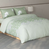 Spaces Fiora Floral 100% Cotton Large Bedsheet with 2 Pillow Covers - 108 x 108 Inches, Light Aqua