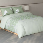 Spaces Fiora Floral 100% Cotton Large Bedsheet with 2 Pillow Covers - 108 x 108 Inches, Light Aqua