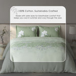 Spaces Fiora Floral 100% Cotton Large Bedsheet with 2 Pillow Covers - 108 x 108 Inches, Light Aqua