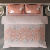 Spaces Fiora Floral 100% Cotton Large Bedsheet with 2 Pillow Covers - 108 x 108 Inches, Light Pink