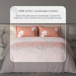 Spaces Fiora Floral 100% Cotton Large Bedsheet with 2 Pillow Covers - 108 x 108 Inches, Light Pink