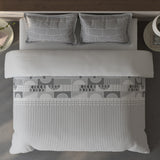 Spaces Fiora Geometric 100% Cotton Large Bedsheet with 2 Pillow Covers - 108 x 108 Inches, Light Grey