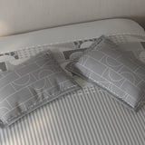 Spaces Fiora Geometric 100% Cotton Large Bedsheet with 2 Pillow Covers - 108 x 108 Inches, Light Grey
