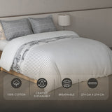 Spaces Fiora Geometric 100% Cotton Large Bedsheet with 2 Pillow Covers - 108 x 108 Inches, Light Grey