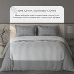 Spaces Fiora Geometric 100% Cotton Large Bedsheet with 2 Pillow Covers - 108 x 108 Inches, Light Grey