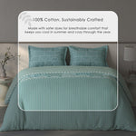 Spaces Fiora Geometric 100% Cotton Large Bedsheet with 2 Pillow Covers - 108 x 108 Inches, Light Green