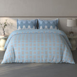 Spaces Fiora Geometric 100% Cotton Large Bedsheet with 2 Pillow Covers - 108 x 108 Inches, Blue