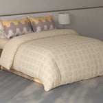 Spaces Fiora Geometric 100% Cotton Large Bedsheet with 2 Pillow Covers - 108 x 108 Inches, Beige