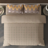 Spaces Fiora Geometric 100% Cotton Large Bedsheet with 2 Pillow Covers - 108 x 108 Inches, Beige