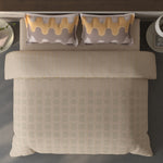 Spaces Fiora Geometric 100% Cotton Large Bedsheet with 2 Pillow Covers - 108 x 108 Inches, Beige