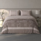 Spaces Fiora Geometric 100% Cotton Large Bedsheet with 2 Pillow Covers - 108 x 108 Inches, Light Taupe