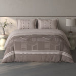 Spaces Fiora Geometric 100% Cotton Large Bedsheet with 2 Pillow Covers - 108 x 108 Inches, Light Taupe