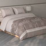 Spaces Fiora Geometric 100% Cotton Large Bedsheet with 2 Pillow Covers - 108 x 108 Inches, Light Taupe