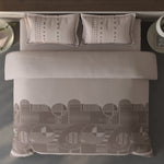 Spaces Fiora Geometric 100% Cotton Large Bedsheet with 2 Pillow Covers - 108 x 108 Inches, Light Taupe