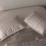 Spaces Fiora Geometric 100% Cotton Large Bedsheet with 2 Pillow Covers - 108 x 108 Inches, Light Taupe