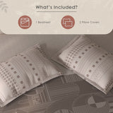 Spaces Fiora Geometric 100% Cotton Large Bedsheet with 2 Pillow Covers - 108 x 108 Inches, Light Taupe