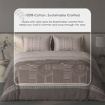 Spaces Fiora Geometric 100% Cotton Large Bedsheet with 2 Pillow Covers - 108 x 108 Inches, Light Taupe