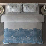 Spaces Fiora Geometric 100% Cotton Large Bedsheet with 2 Pillow Covers - 108 x 108 Inches, Light Grey