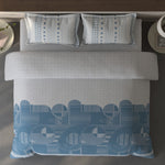 Spaces Fiora Geometric 100% Cotton Large Bedsheet with 2 Pillow Covers - 108 x 108 Inches, Light Grey