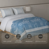 Spaces Fiora Geometric 100% Cotton Large Bedsheet with 2 Pillow Covers - 108 x 108 Inches, Light Grey