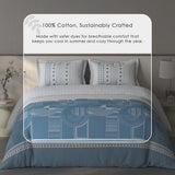 Spaces Fiora Geometric 100% Cotton Large Bedsheet with 2 Pillow Covers - 108 x 108 Inches, Light Grey