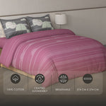 Spaces Fiora Geometric 100% Cotton Large Bedsheet with 2 Pillow Covers - 108 x 108 Inches, Dark Blush