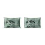 Spaces Neo Floral 100% Cotton Large Bedsheet with 2 Pillow Covers - 108 x 108 Inches, Light Green